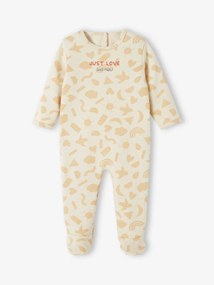 Oferta do IVA - Pijama em moletão, algodão biológico, para bebé bege-areia