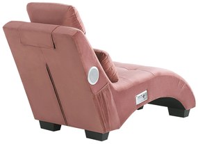 Chaise-longue em veludo rosa com coluna Bluetooth e porta USB SIMORRE Beliani