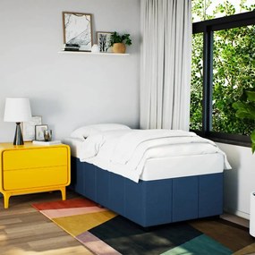 vidaXL Estrutura de cama sem colchão 90x190 cm tecido azul