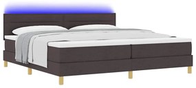 Cama Box com Colchão &amp; LED Castanho Escuro 200x200 cm Tecido