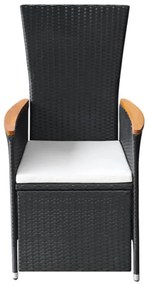 5 pcs conjunto de jantar para jardim preto
