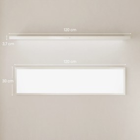 Conjunto de 4 Candeeiros de Teto Reguláveis em Cor com Interruptor DIP e de Parede 3000K/4000K/6000K 120x30x3,7 cm Branco