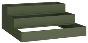 Vaso de Jardim 3 Andares 90x90x35 cm Verde Oliva Aço