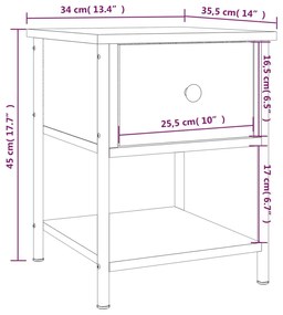 Mesa de cabeceira 34x35,5x45 cm derivados madeira cinza sonoma