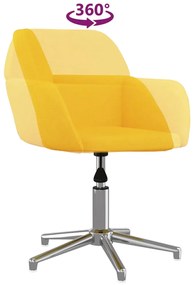 Cadeira de escritório giratória tecido amarelo-claro