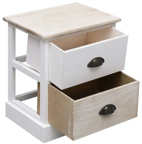 Mesas de cabeceira 38x28x45 cm 2 pcs paulownia branco e natural