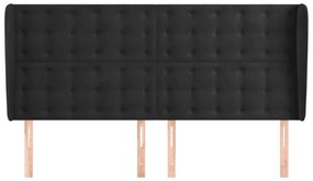 Cabeceira de cama c/ abas veludo 163x23x118/128 cm preto