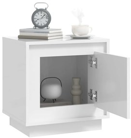 Mesa de cabeceira 44x35x45cm derivados madeira branco brilhante