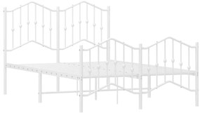 Estrutura de cama com cabeceira e pés 120x190 cm metal branco
