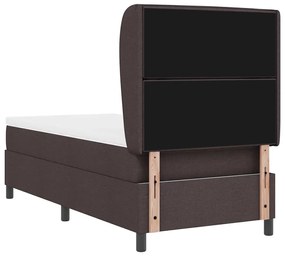 Cama com estrado e colchão castanho escuro 80x200 cm, tecido.