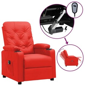 vidaXL Poltrona reclinável elétrica couro artificial vermelho