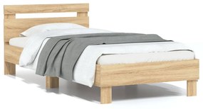 vidaXL Cama sem colchão com cabeceira 90x190 cm carvalho sonoma