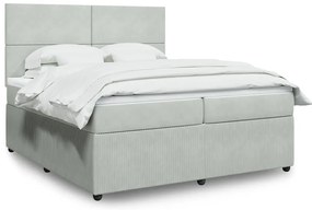 Cama com molas/colchão 200x200 cm veludo cinzento-claro