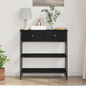 Mesa de Console vidaXL Madeira de Carvalho Preto 72,5x25x75 cm Madeira
