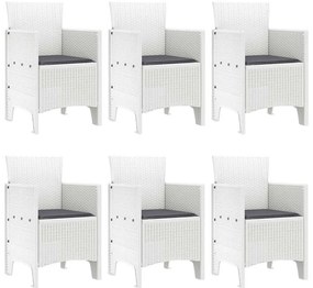 Conjunto de Jantar de Jardim 7 pcs Branco Rattan / Vime