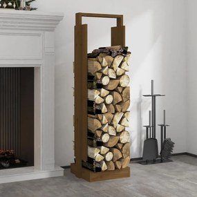 822624 vidaXL Suporte de lenha 33,5x30x110 cm pinho maciço castanho mel