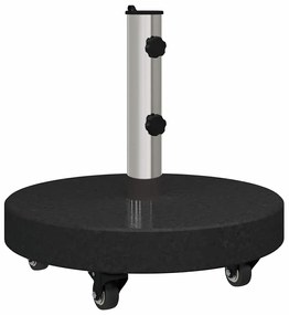 Base de Guarda-Sol com Rodas para Postes de Ø38/48mm - Granito Preto,