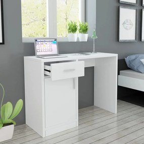 243058 vidaXL Mesa com gaveta e armário 100x40x73 cm branca
