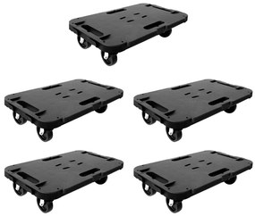 vidaXL Carrinhos de transporte 5 pcs 300 kg polipropileno preto