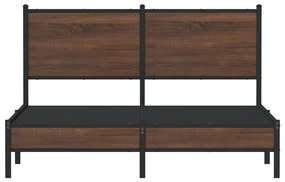 Estrutura cama sem colchão 150x200cm metal carvalho castanho