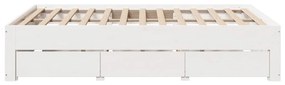 Cama sem colchão com gavetas 140x190 cm pinho maciço branco