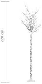 Árvore de Natal 200 LEDs salgueiro int./ext. 2,2m branco frio
