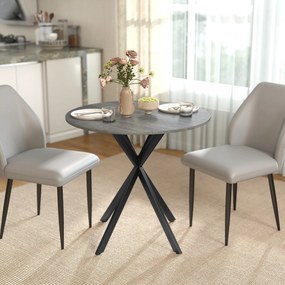 Mesa de Jantar Redonda para 2 Pessoas (CADEIRAS NÃO INCLUIDAS), 80 x 80 x 75 cm, Estrutura Cruzada em Aço, Cinzenta