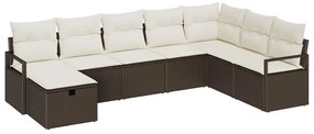 Conjunto de Sofá de Jardim de 8 Peças com Almofadas de Rattan Poliéste