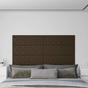 Painel parede 12 pcs 90x30 cm couro artificial 3,24 m² castanho