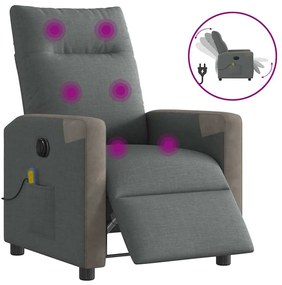vidaXL Poltrona reclinável de massagens elétrica tecido cinza-escuro
