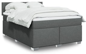 Cama com molas/colchão 140x190 cm tecido cinzento-escuro