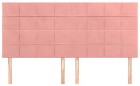 Cabeceira de cama 4 pcs veludo 90x5x78/88 cm rosa