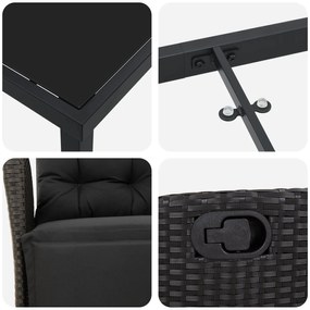 Conjunto de Jantar de Jardim de 7 Peças Preto Poli Rattan