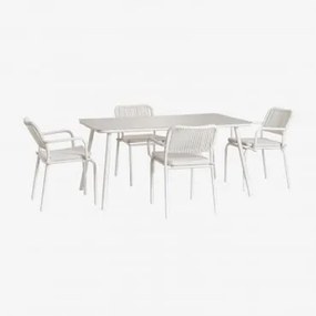 Conjunto de mesa e 4 cadeiras de jardim Arhiza Gardénia Branco - Sklum