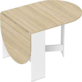 Mesa de Cozinha Dobrável Mesa de Jantar Dobrável Ovalada com Laterais Abatíveis Estilo Moderno 163x80x75 cm Madeira