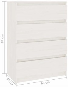 Armário de apoio pinho maciço 60x36x84 cm branco