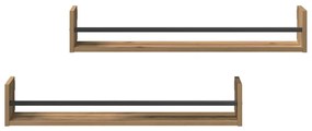 Prateleiras de Parede 2 pcs Carvalho Artesanal 80x16x14 cm Madeira Eng