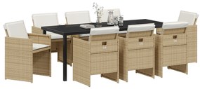 Conjunto de Jantar Garden 9 Peças com Almofadas Bege Poliéster
