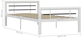 Estrutura de cama 90x200 cm metal branco e preto