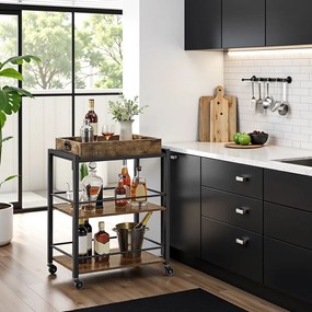 Carrinho de cozinha com tabuleiro 65 x 40 x 86 cm castanho vintage