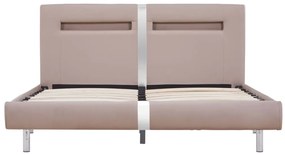 Estrutura de cama c/ LEDs 120x200cm couro artificial cappuccino