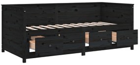 Sofá-cama 90 x 200 cm madeira de pinho maciça preto