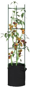 vidaXL Suporte para tomateiros com saco 2 pcs 154 cm aço e PP