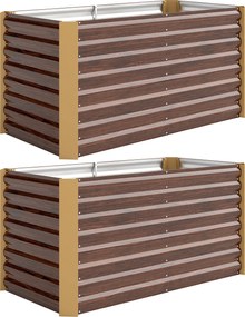 Outsunny Conjunto de 2 canteiros elevados, canteiro de plantio, extra profundo, em metal, 120 x 60 x 60 cm Castanho | Aosom Portugal