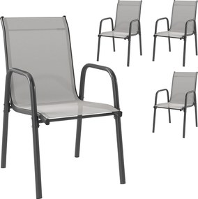 Outsunny Cadeiras de Jardim Conjunto de 4 Cadeiras de Terraço Empilháveis com Encosto Respirável Apoios de Braço Capacidade 120 kg | Aosom Portugal