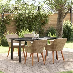 vidaXL Conjunto de Jantar para Jardim de 5 Peças em Rattan Poly Bege