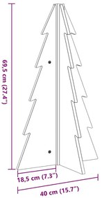 Árvore Natal decorativa 69,5 cm madeira de pinho maciça branco