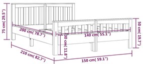 Estrutura de cama 140x200 cm madeira de teca maciça