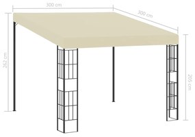 Gazebo de montagem na parede 3x3 m tecido creme