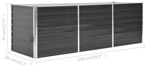 Canteiro elevado jardim aço galvanizado 240x80x77 cm antracite